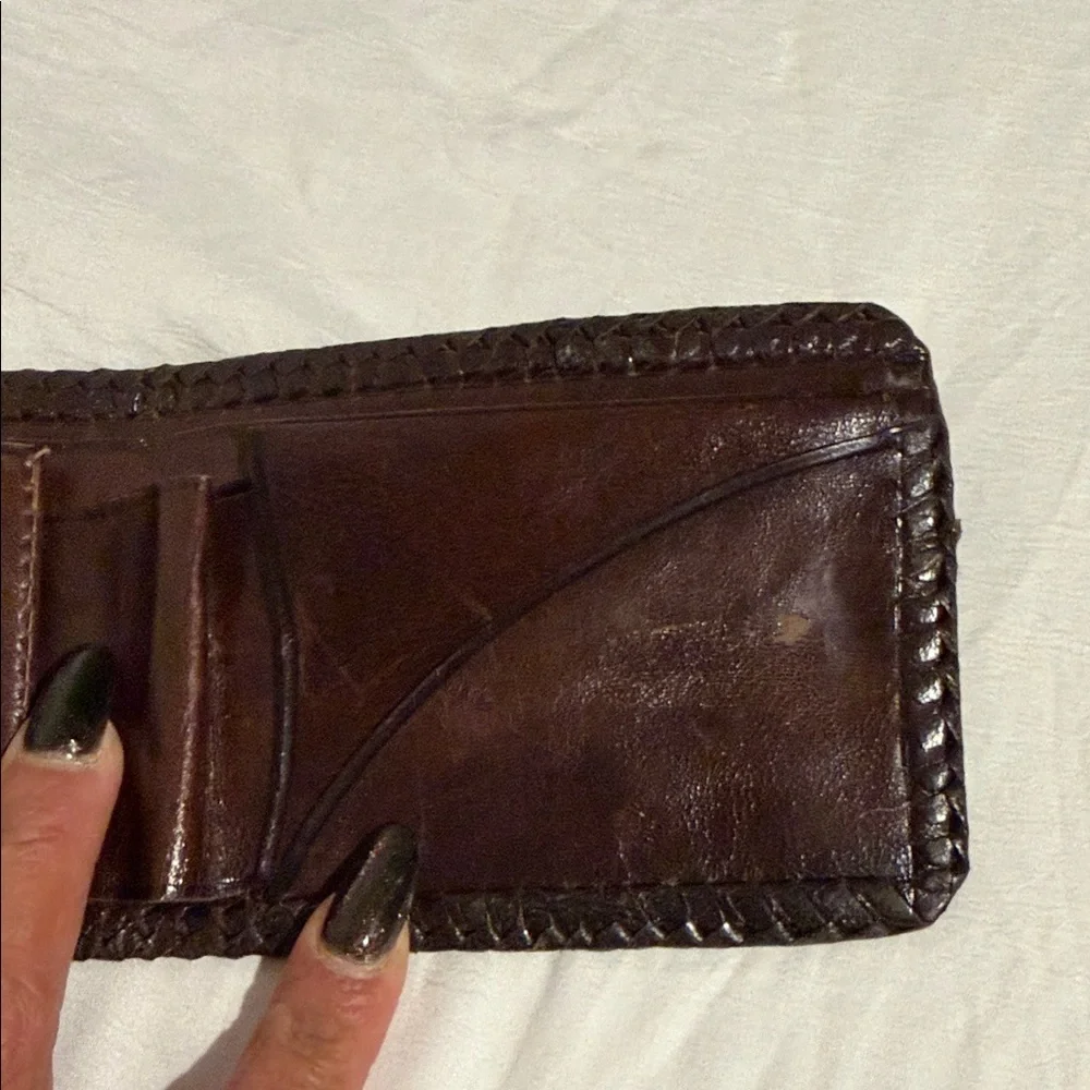 Brown Leather Wallet with Embossed Design